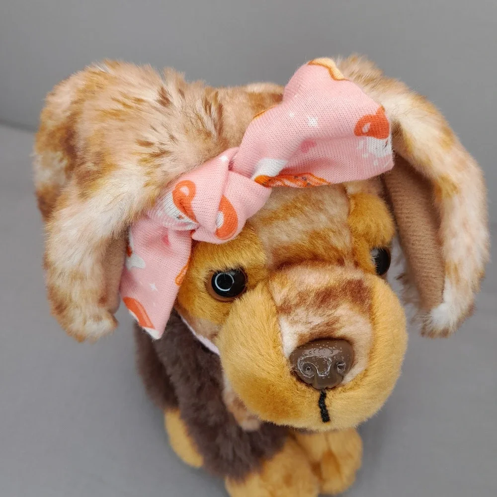 Our Generation Brown Spotted Plush Puppy Dog with Pink Bow and Collar 6 inch